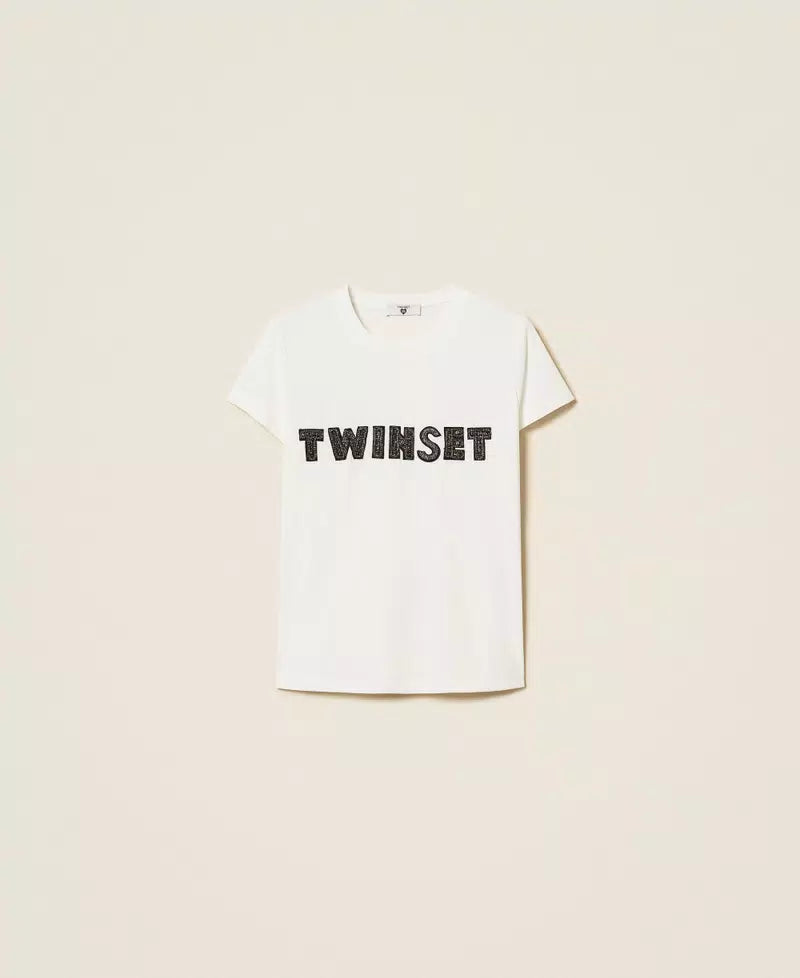 T-shirt com logotipo bordado em patch TWINSET