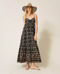 Vestido longo de musselina com bordado inglês TWINSET