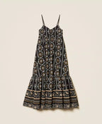 Vestido longo de musselina com bordado inglês TWINSET