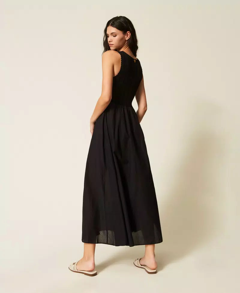 Vestido longo com corpete de malha TWINSET