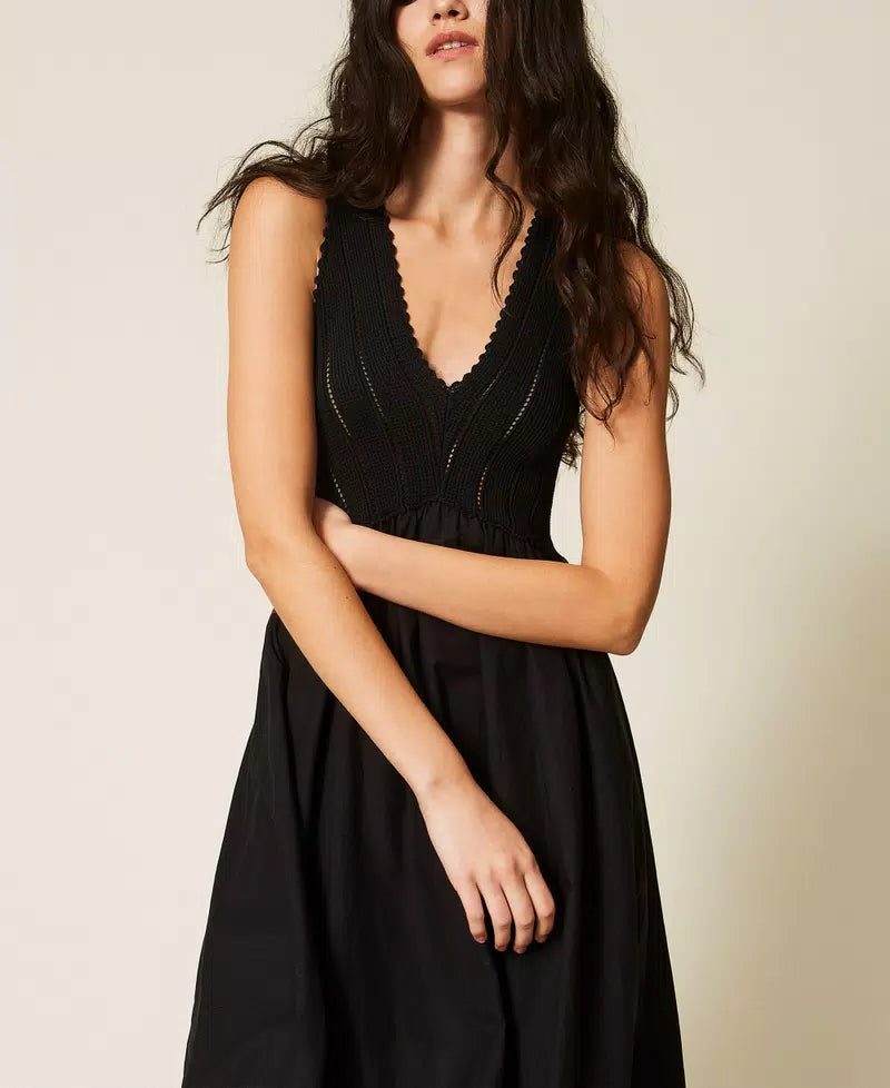 Vestido longo com corpete de malha TWINSET