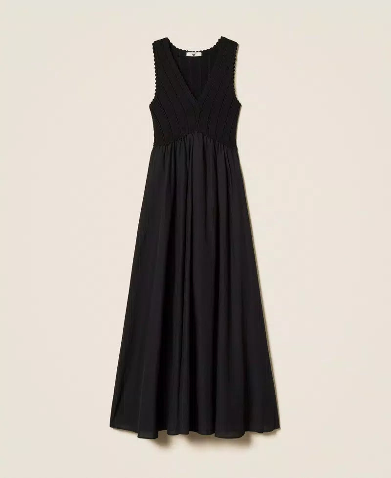 Vestido longo com corpete de malha TWINSET