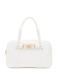 Mala Doctor Bag Off White Armani Exchange - vista frontal mala branca fecho dourado logo AX
