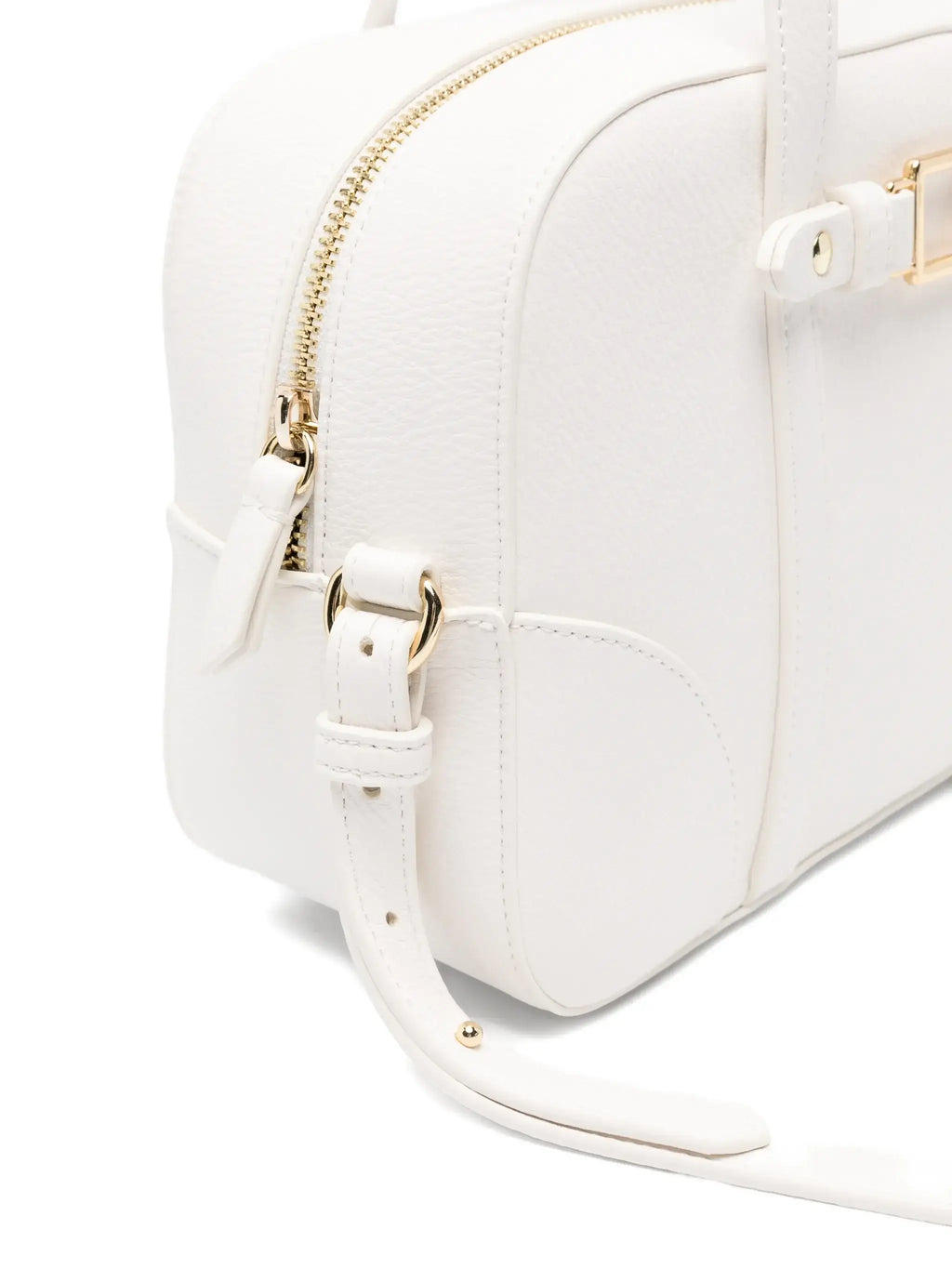 Mala Doctor Bag Off White Armani Exchange - detalhe lateral fecho zip dourado couro sintético branco