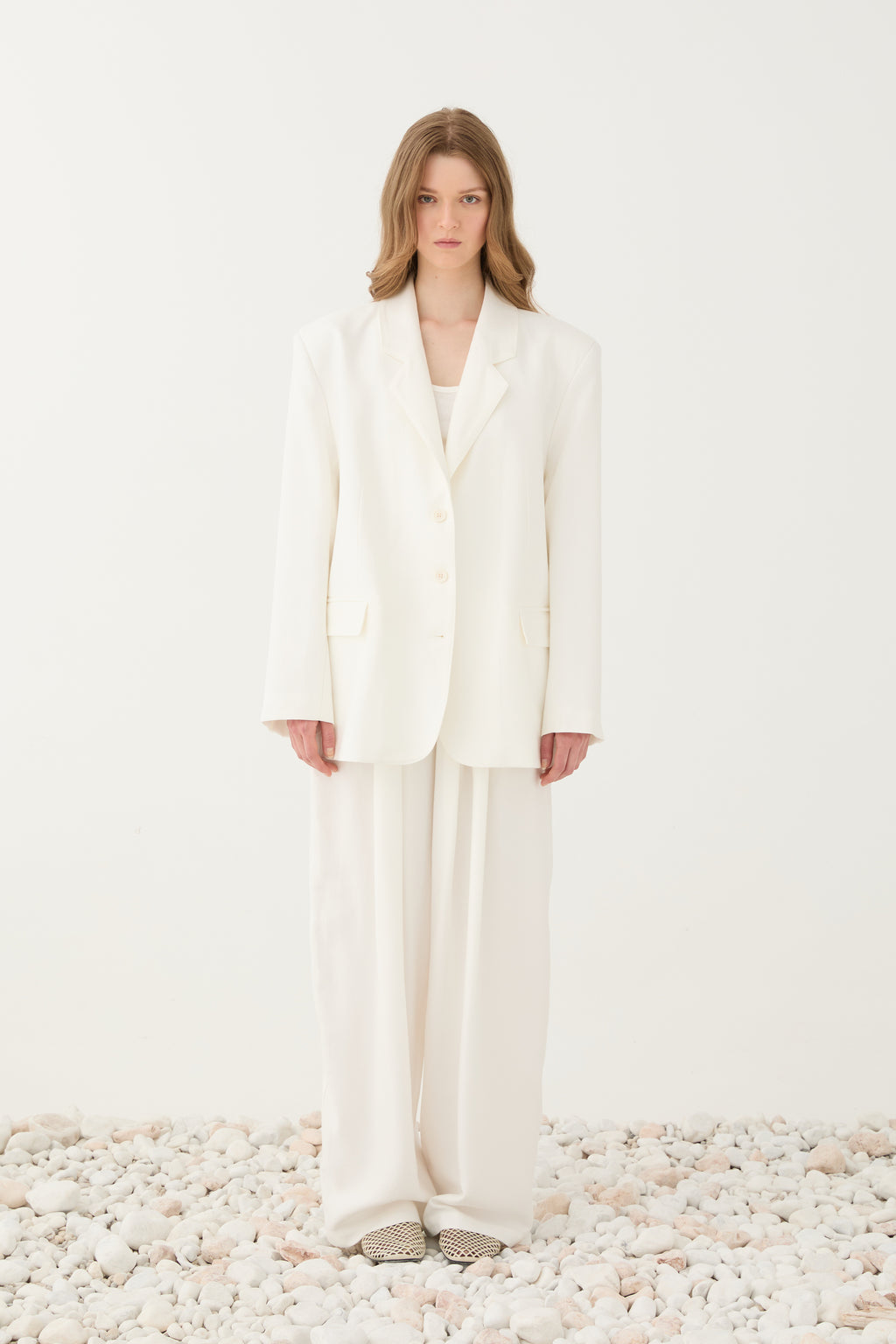 Blazer Oversized Branco em Liocel ELEH