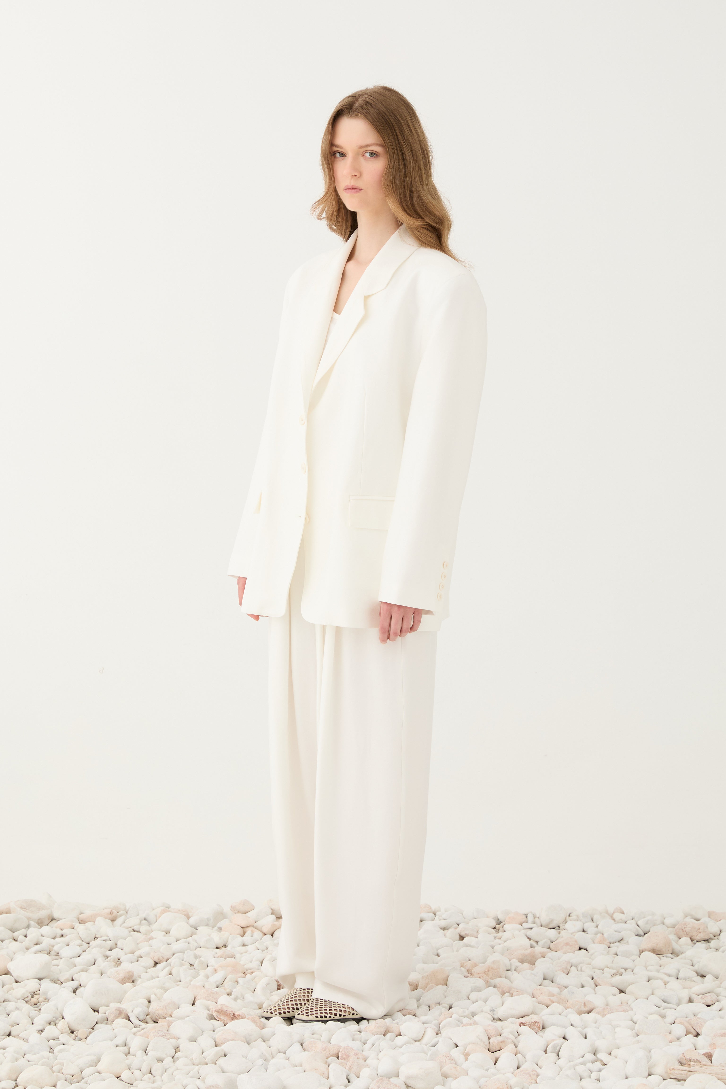 Blazer Oversized Branco em Liocel ELEH