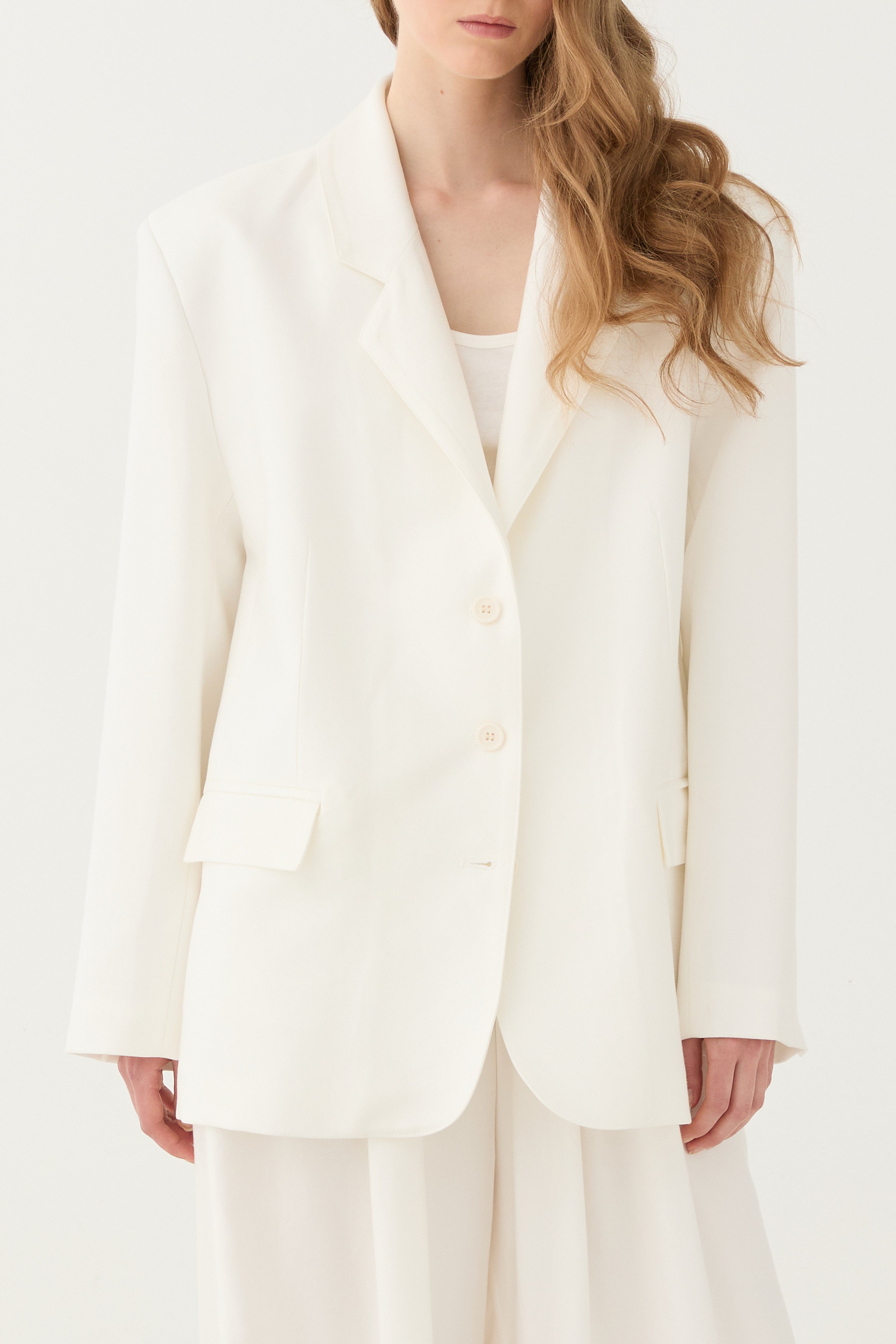 Blazer Oversized Branco em Liocel ELEH