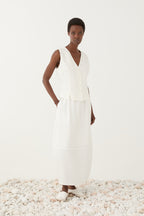 Saia midi fluída de linho ELEH