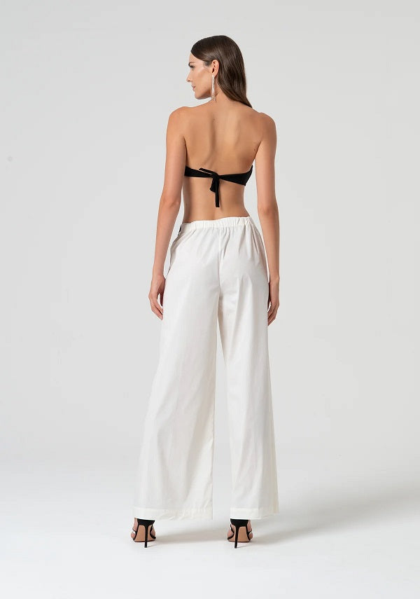 Pantalona com detalhe em renda na cintura FRACOMINA