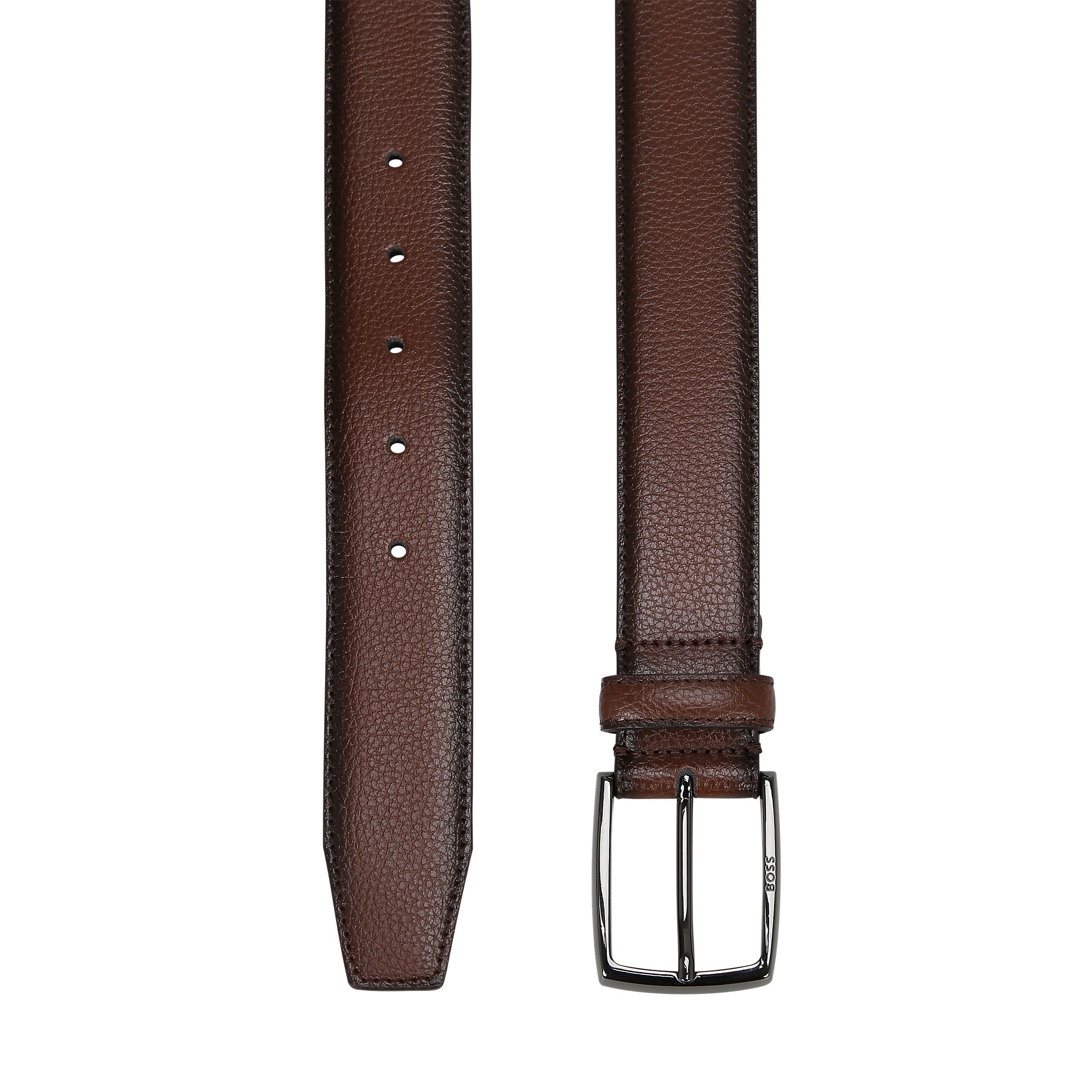 Cinto em pele granulada e logotipo na fivela BOSS