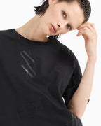 T-shirt cropped com logo em monograma Armani Exchange