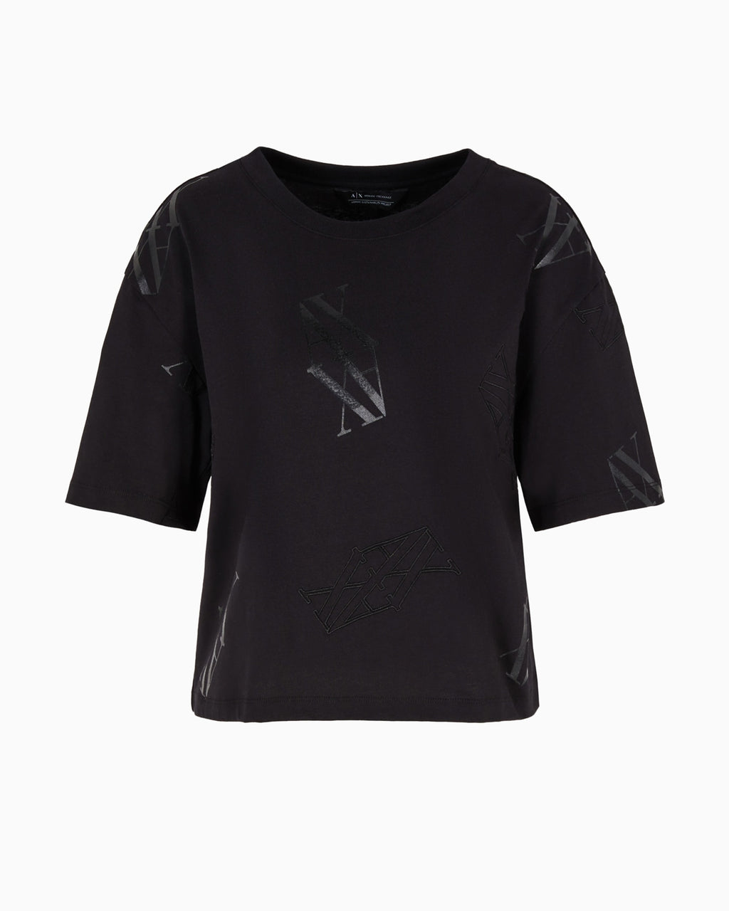 T-shirt cropped com logo em monograma Armani Exchange