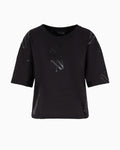 T-shirt cropped com logo em monograma Armani Exchange