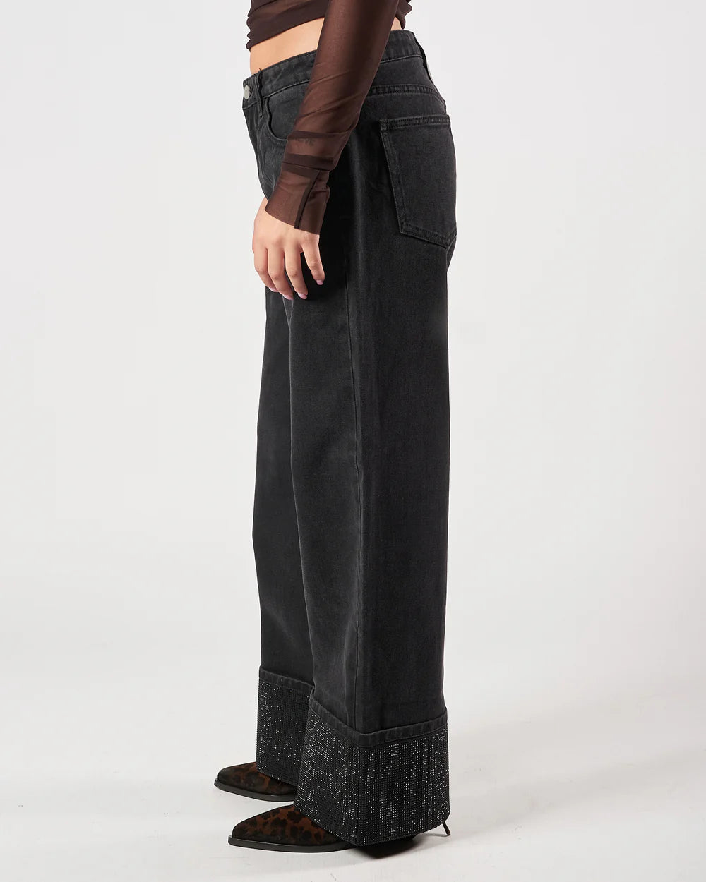 Jeans Bainha brilhos Eleh