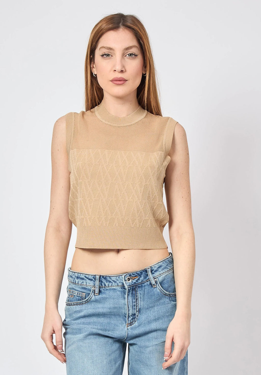Blusa de malha vazada Armani Exchange