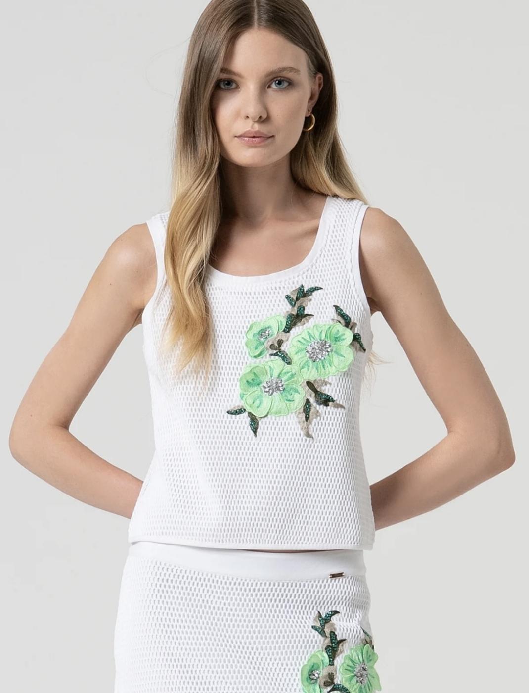 Top com flor decorativa FRACOMINA