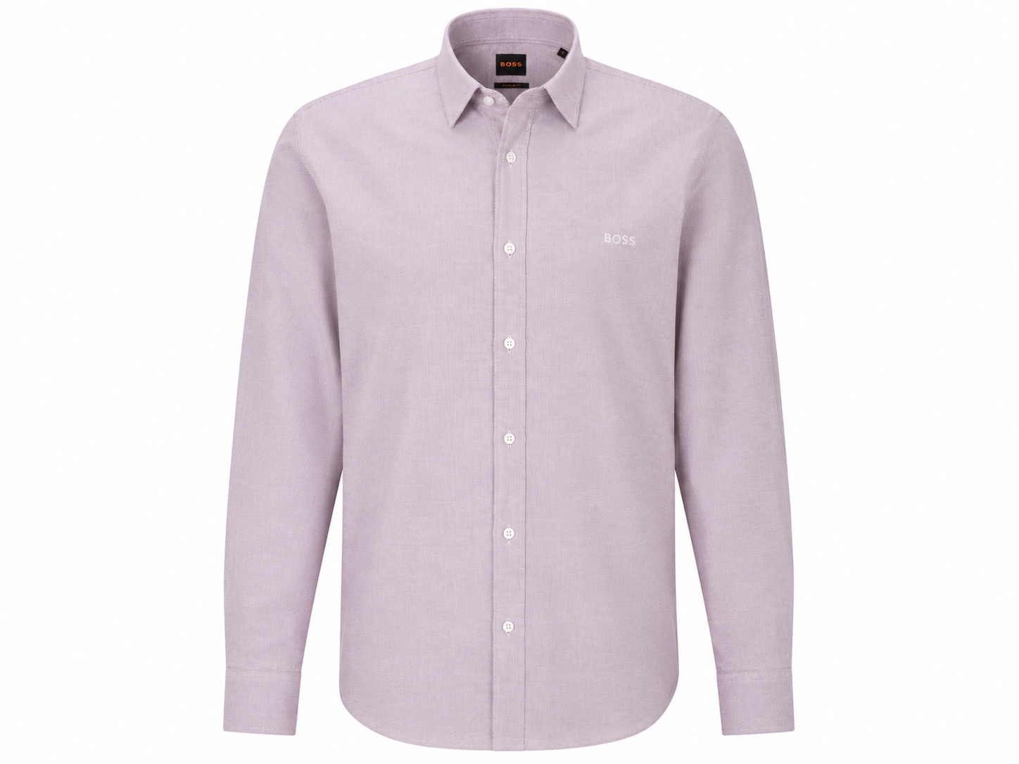 Camisa BOSS Regular Fit medium red para homem em algodão elástico com logótipo bordado. 
