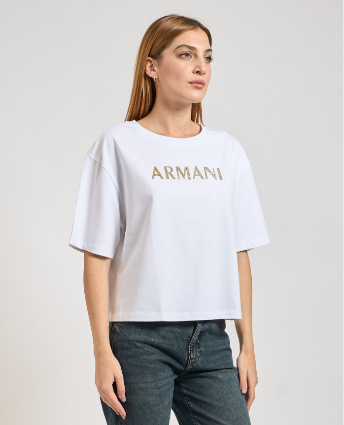 T-shirt cropped logótipo bordado Armani Exchange