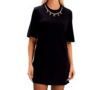 Vestido básico pormenor na gola LANÇA PERFUME