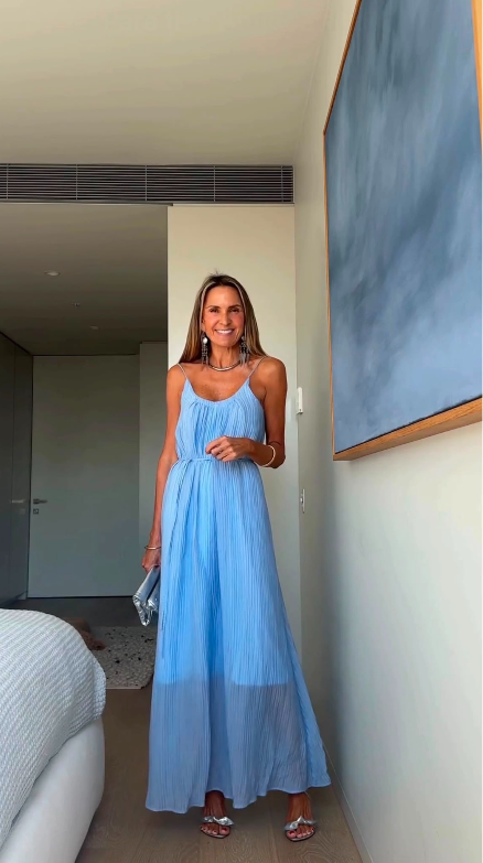 Vestido maxi plissado ELEH