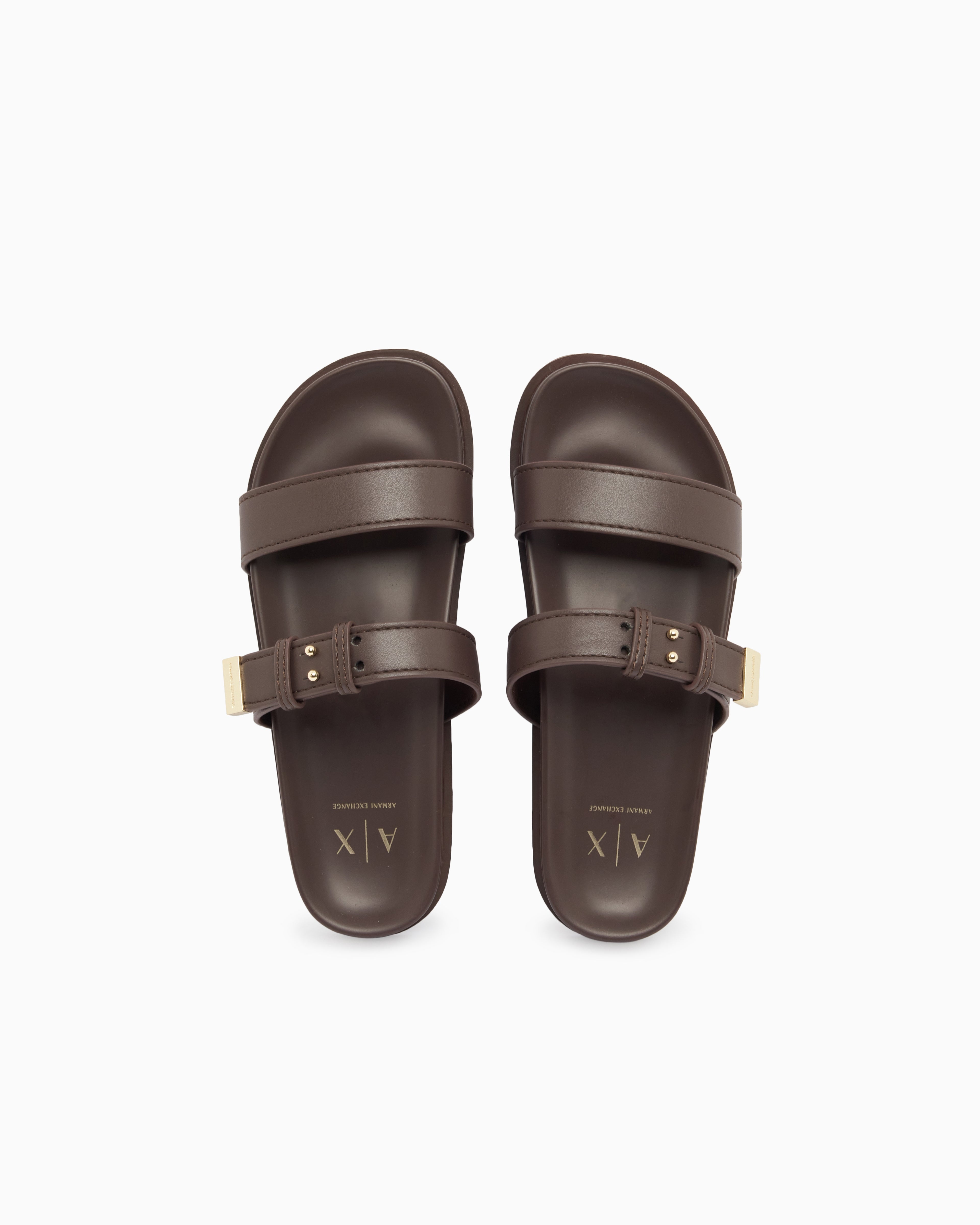 Chinelo com fivelas Armani Exchange - castanho