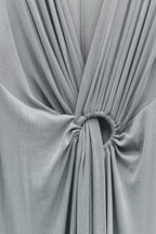 Vestido longo drapeado aberto Eleh