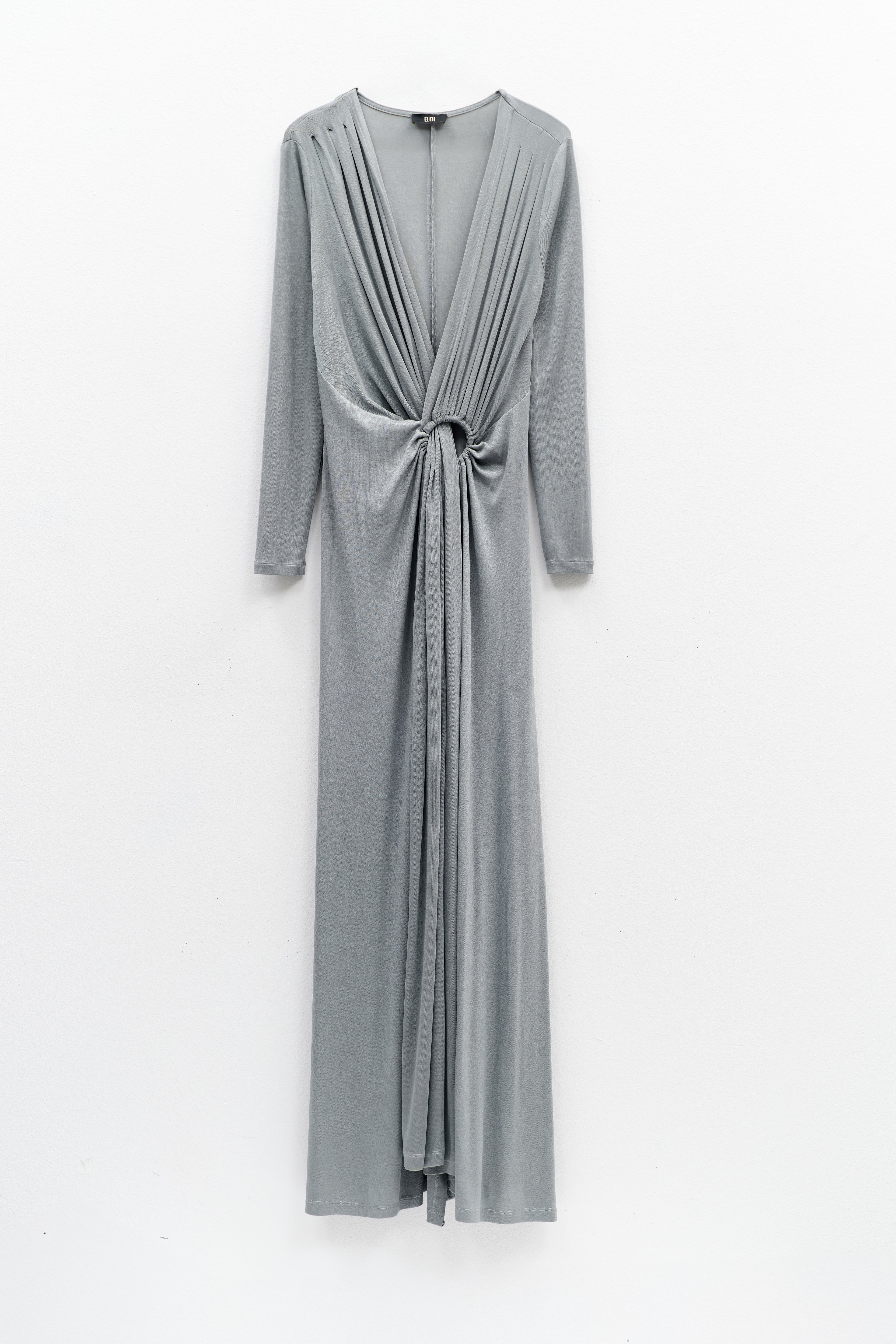 Vestido longo drapeado aberto Eleh