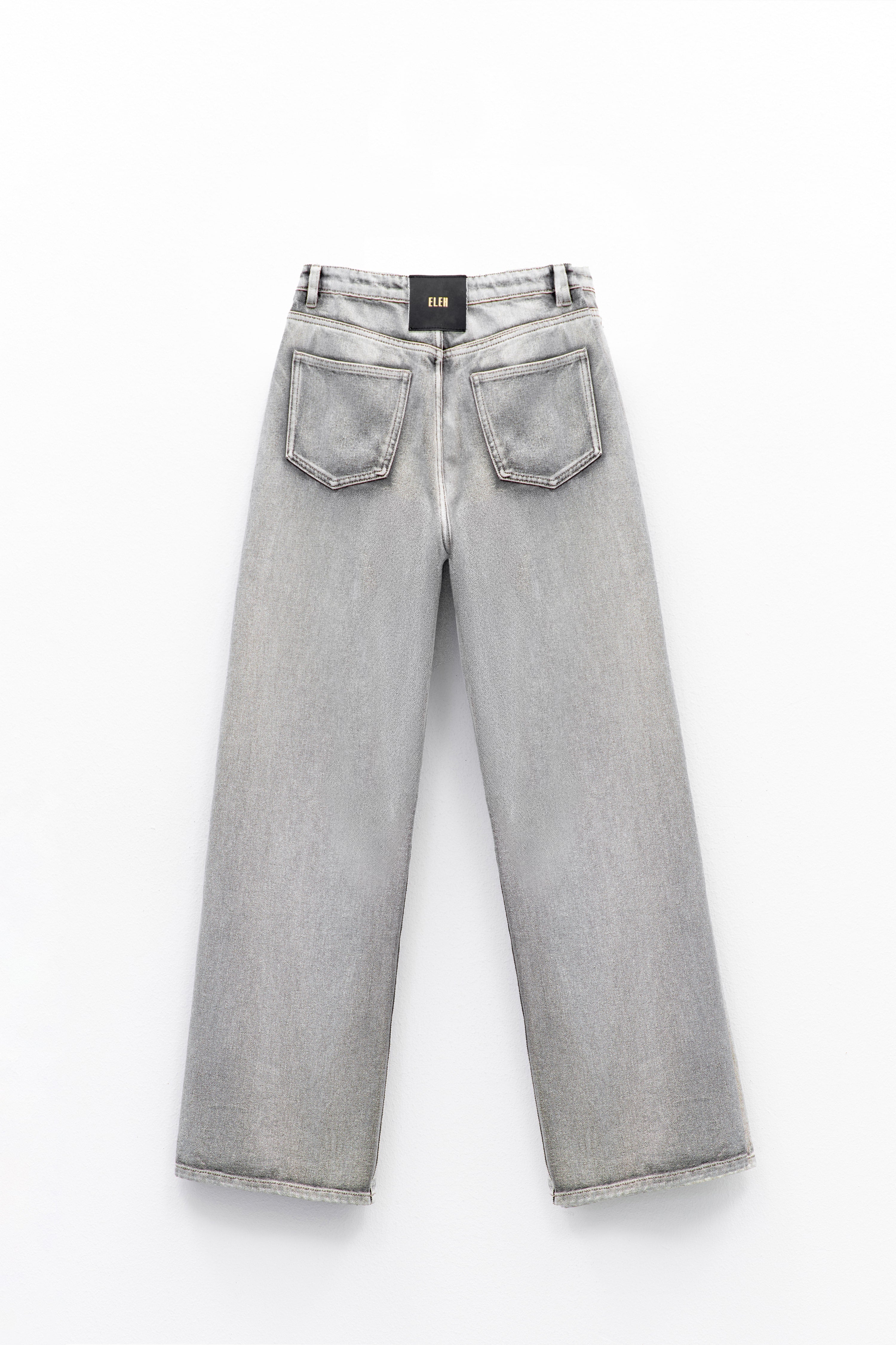 Jeans wide leg cinza Eleh