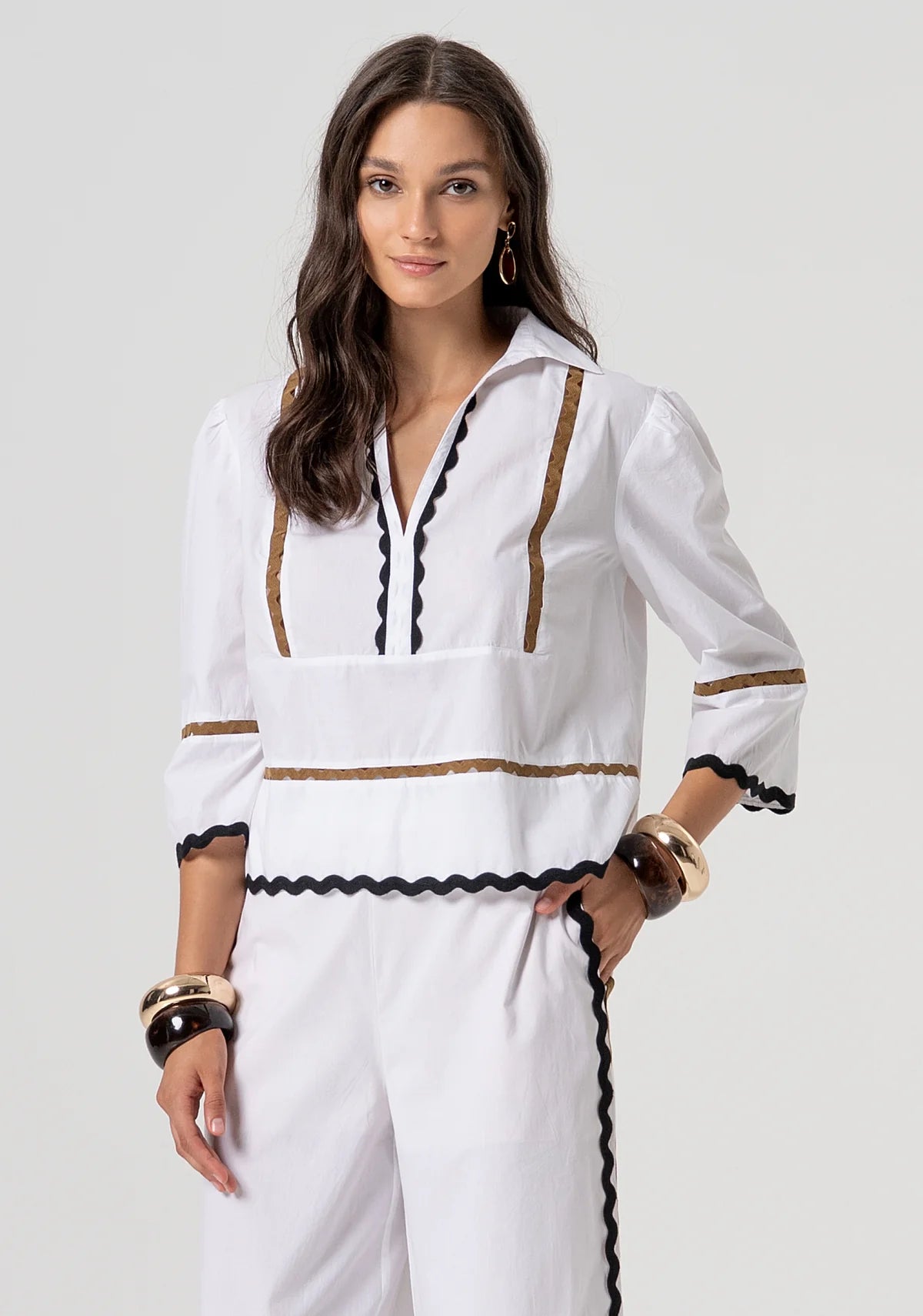 Blusa com detalhes contrastantes FRACOMINA