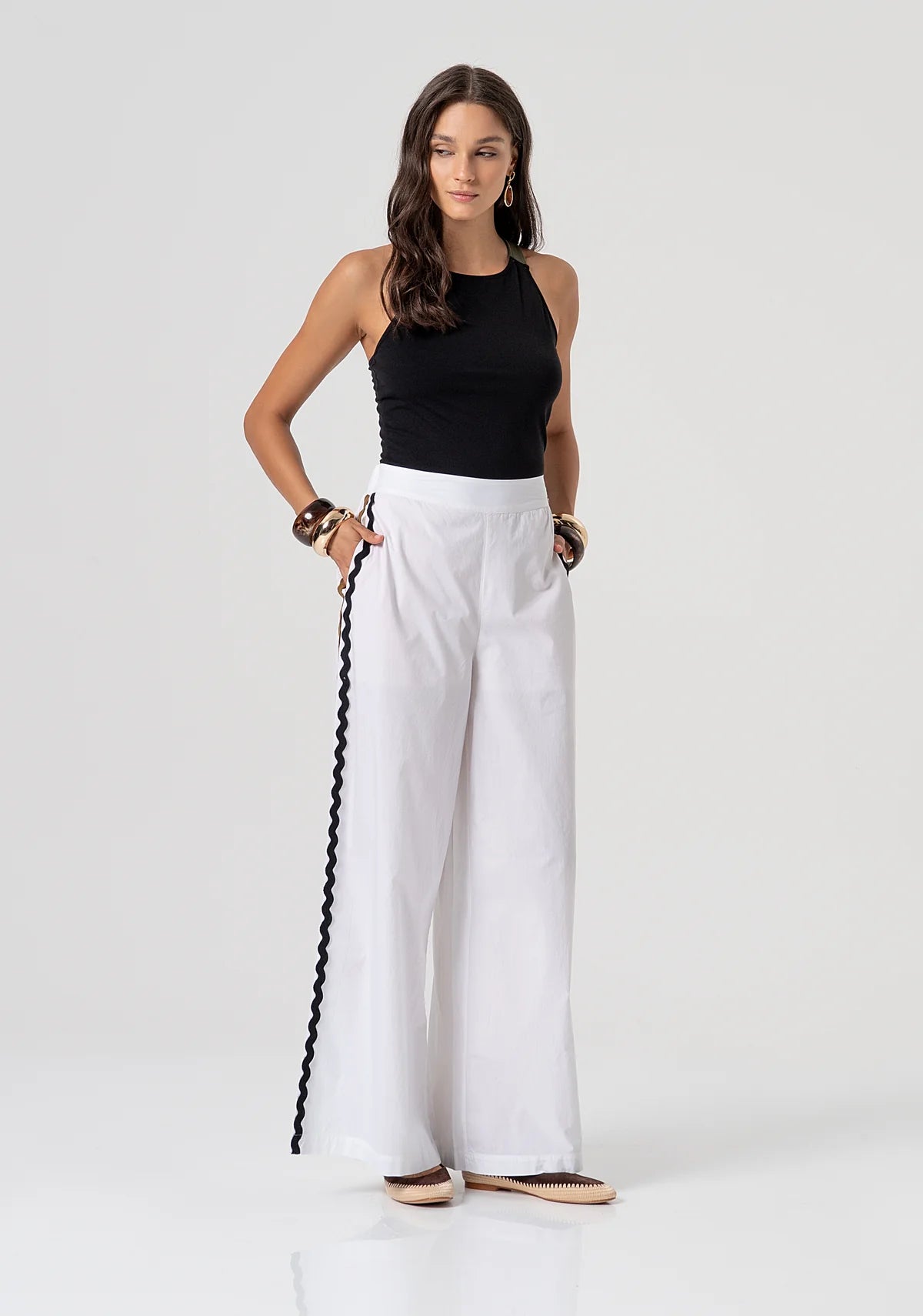 Pantalona palazzo de perna larga FRACOMINA