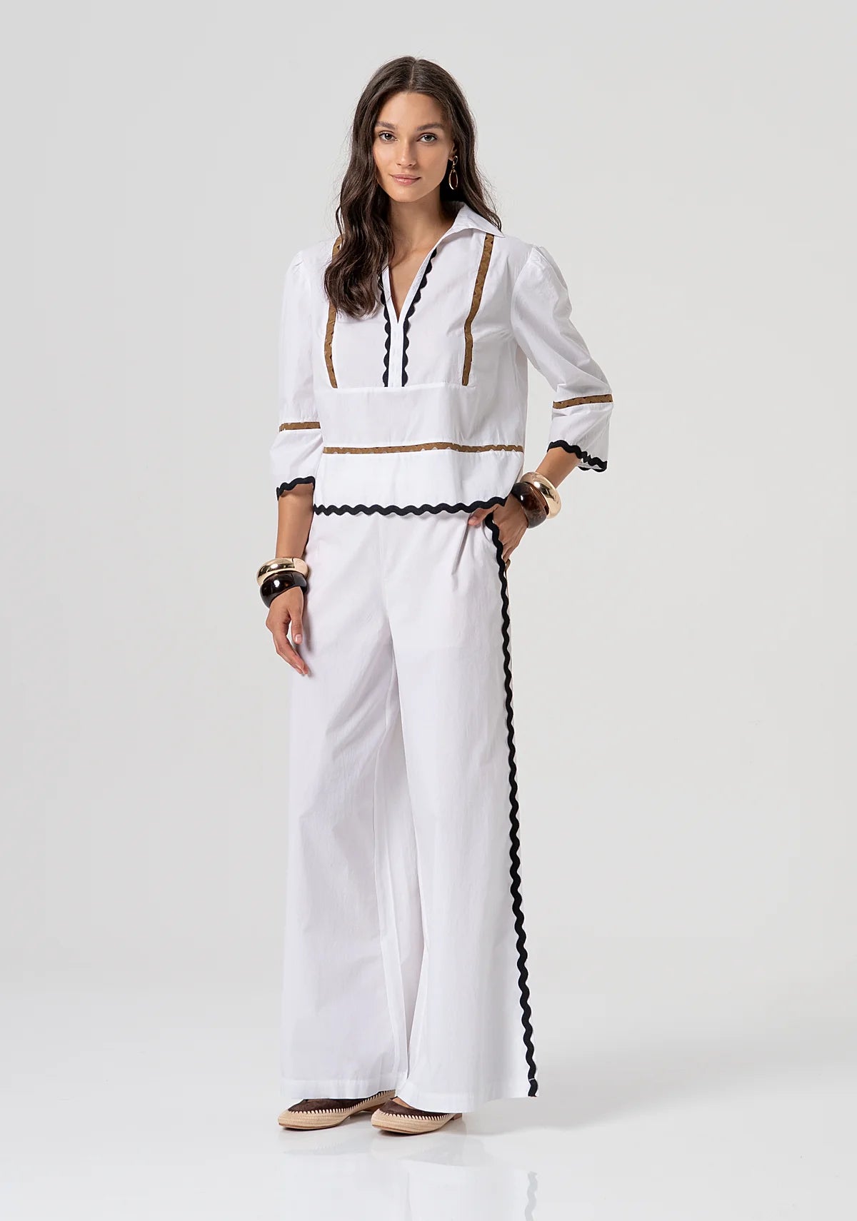 Pantalona palazzo de perna larga FRACOMINA