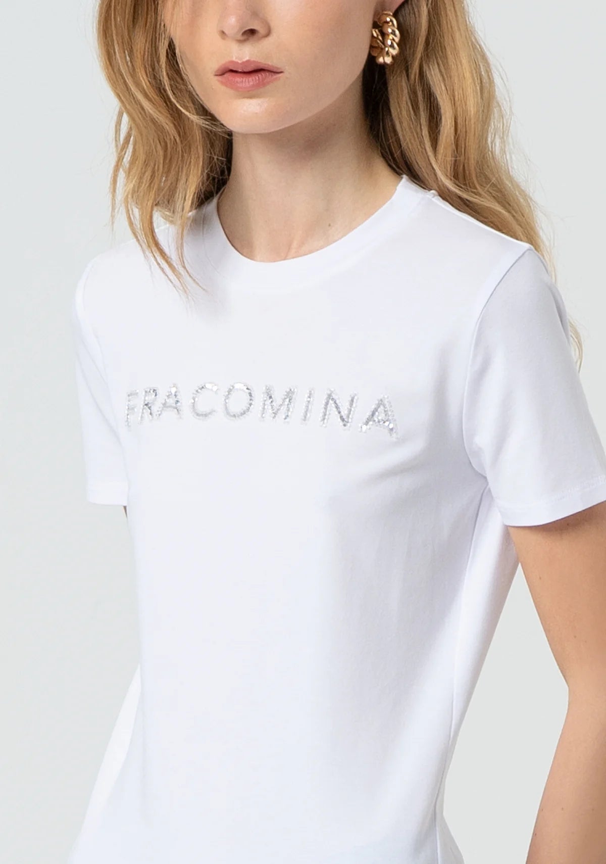 T-shirt com logo em strass FRACOMINA