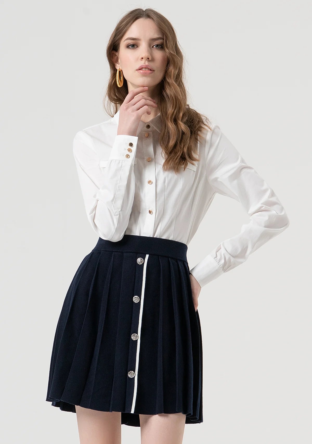 Minissaia de malha plissada Fracomina