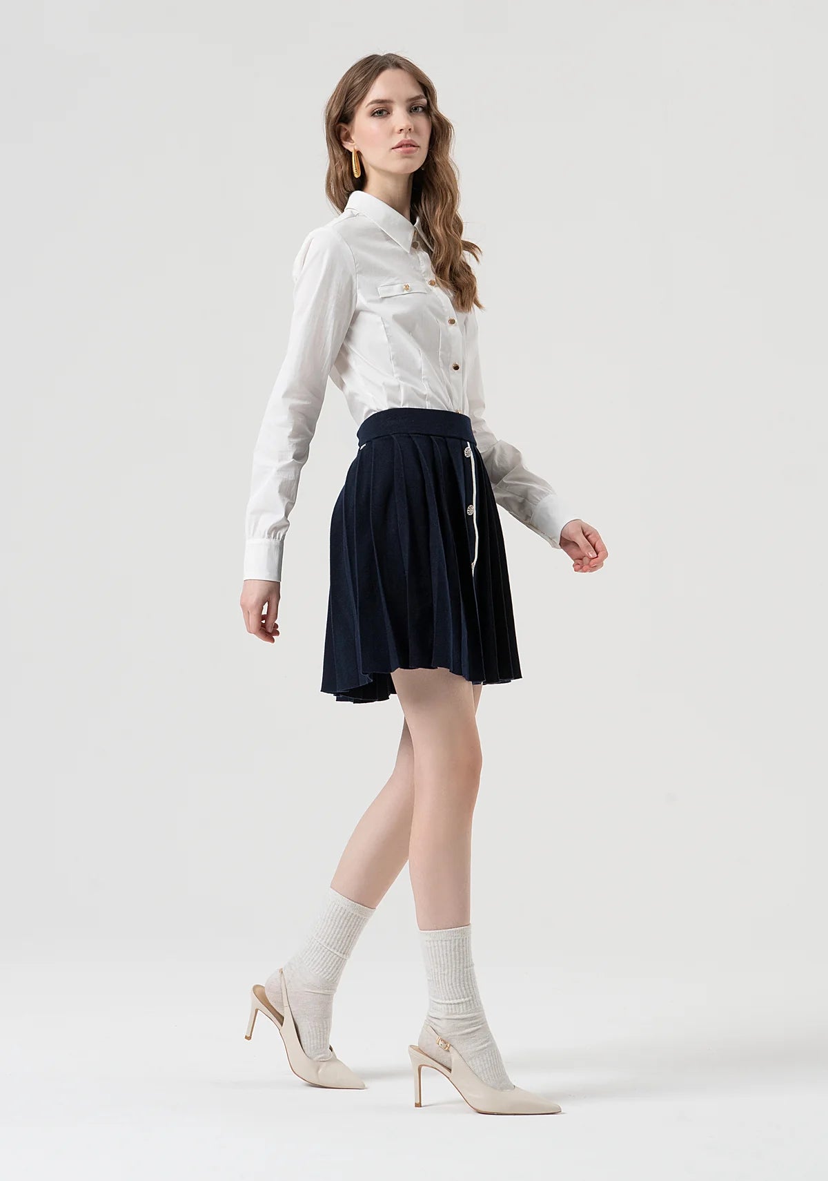 Minissaia de malha plissada Fracomina