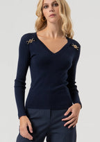 Camisola de corte justo com detalhes canelados Fracomina