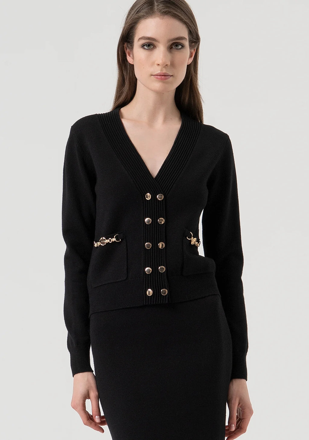 Casaco de malha com abotoamento duplo Fracomina