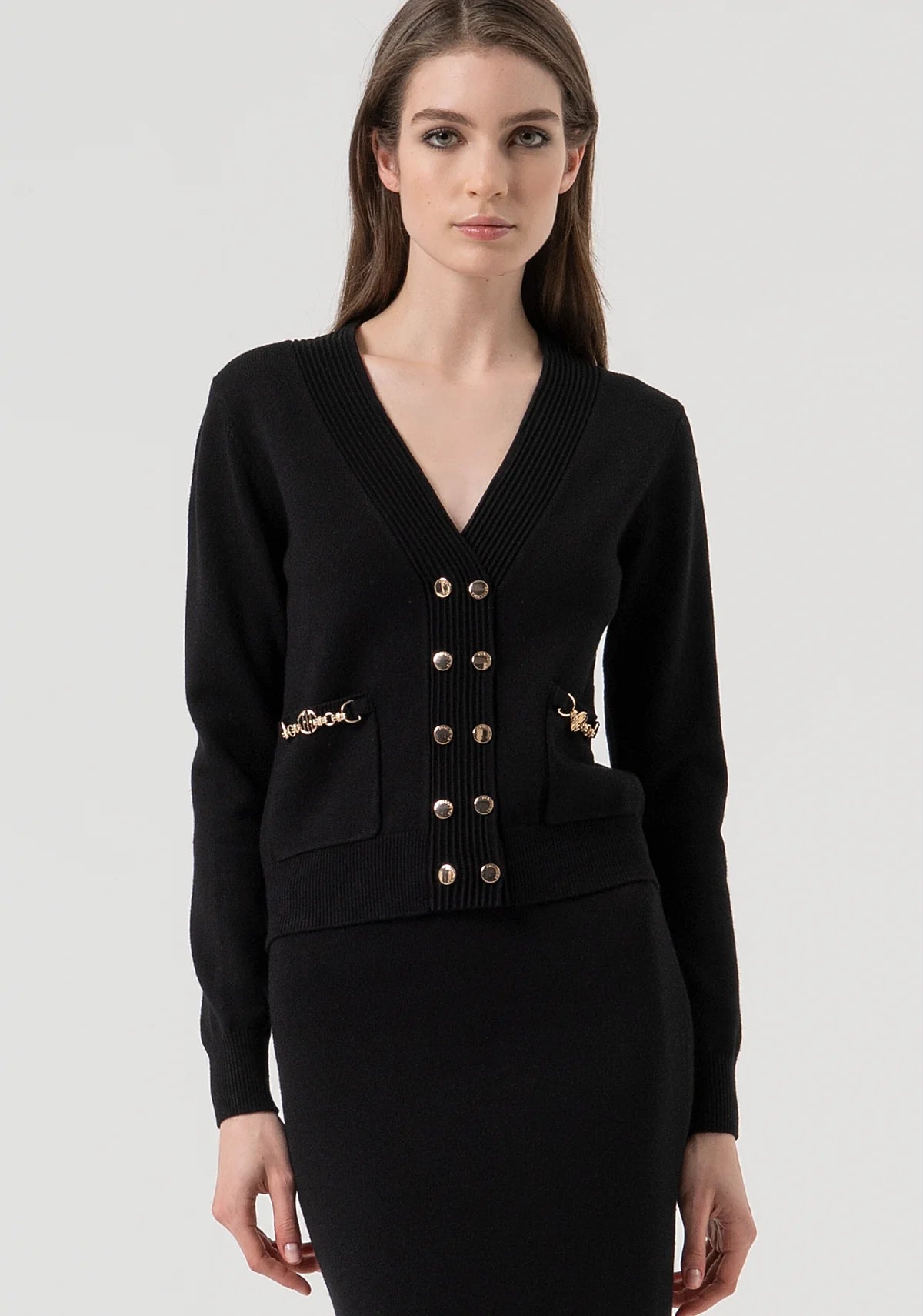 Casaco de malha com abotoamento duplo Fracomina