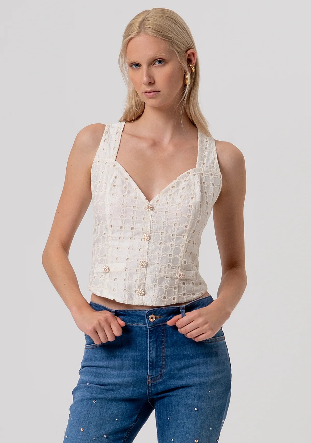 Colete slim fit em renda FRACOMINA