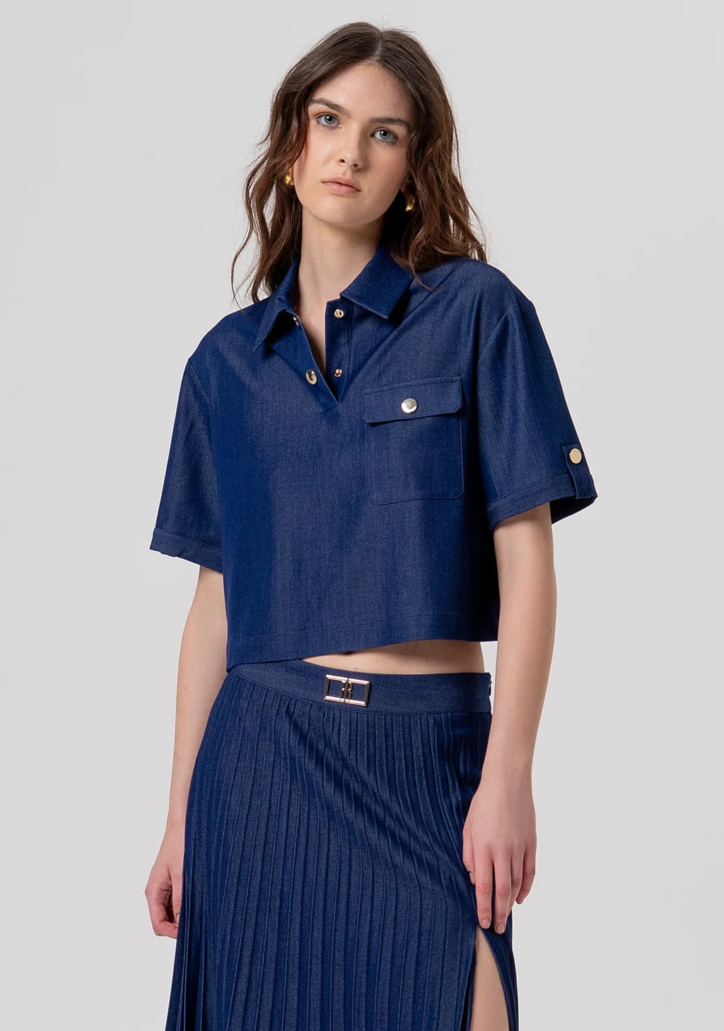 Blusa de corte regular com botões metálicos FRACOMINA
