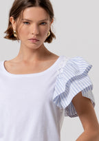 T-shirt manga folhos FRACOMINA