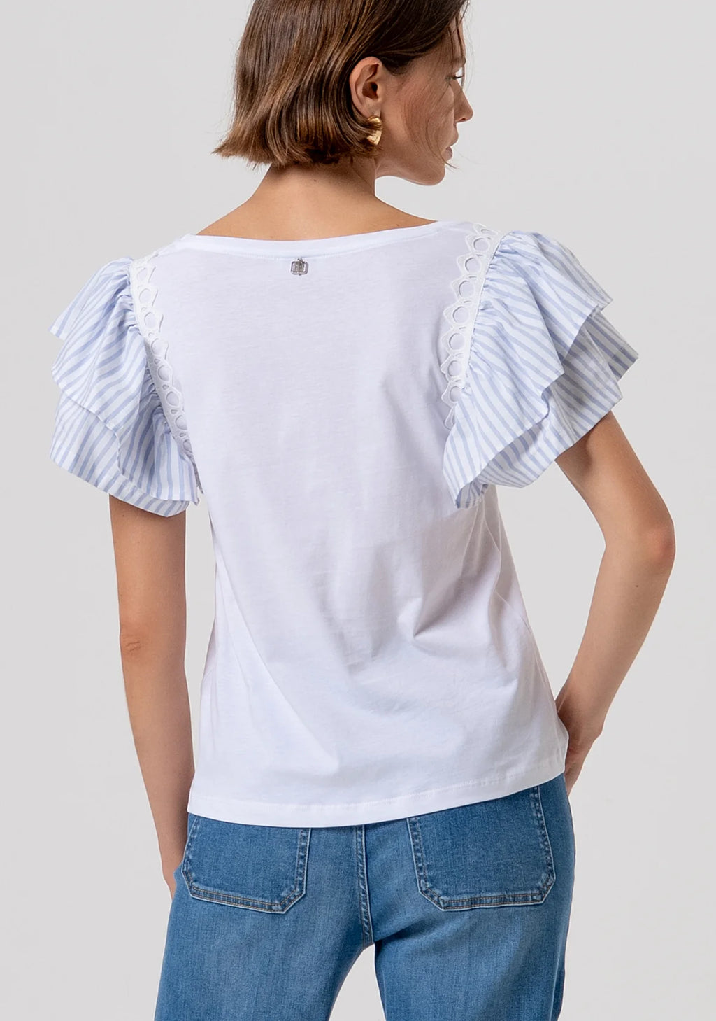 T-shirt manga folhos FRACOMINA