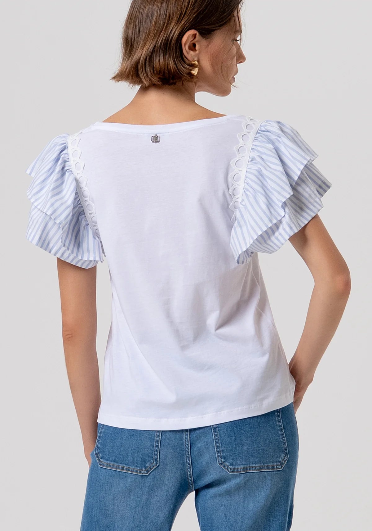 T-shirt manga folhos FRACOMINA