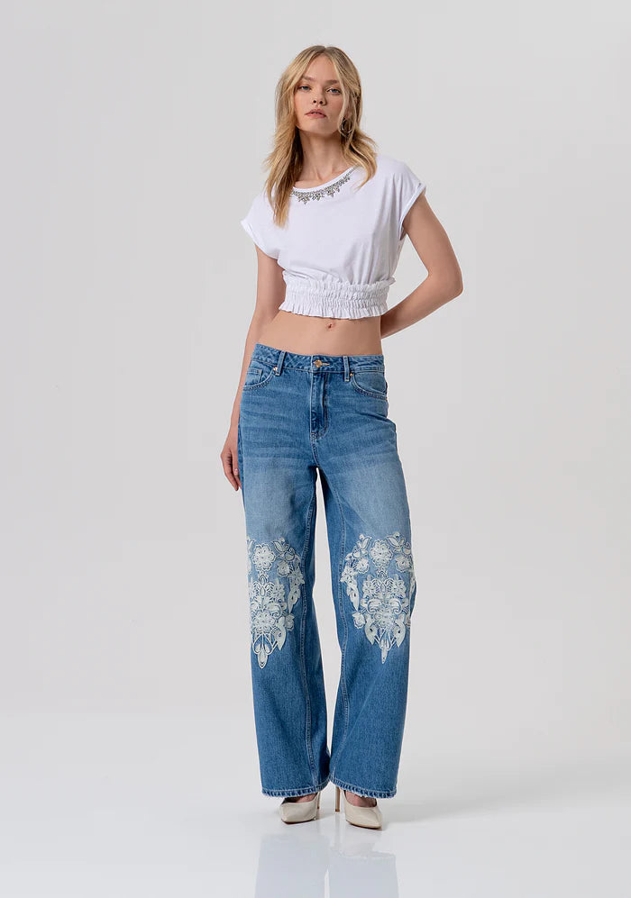 T-shirt cropped brilhos FRACOMINA