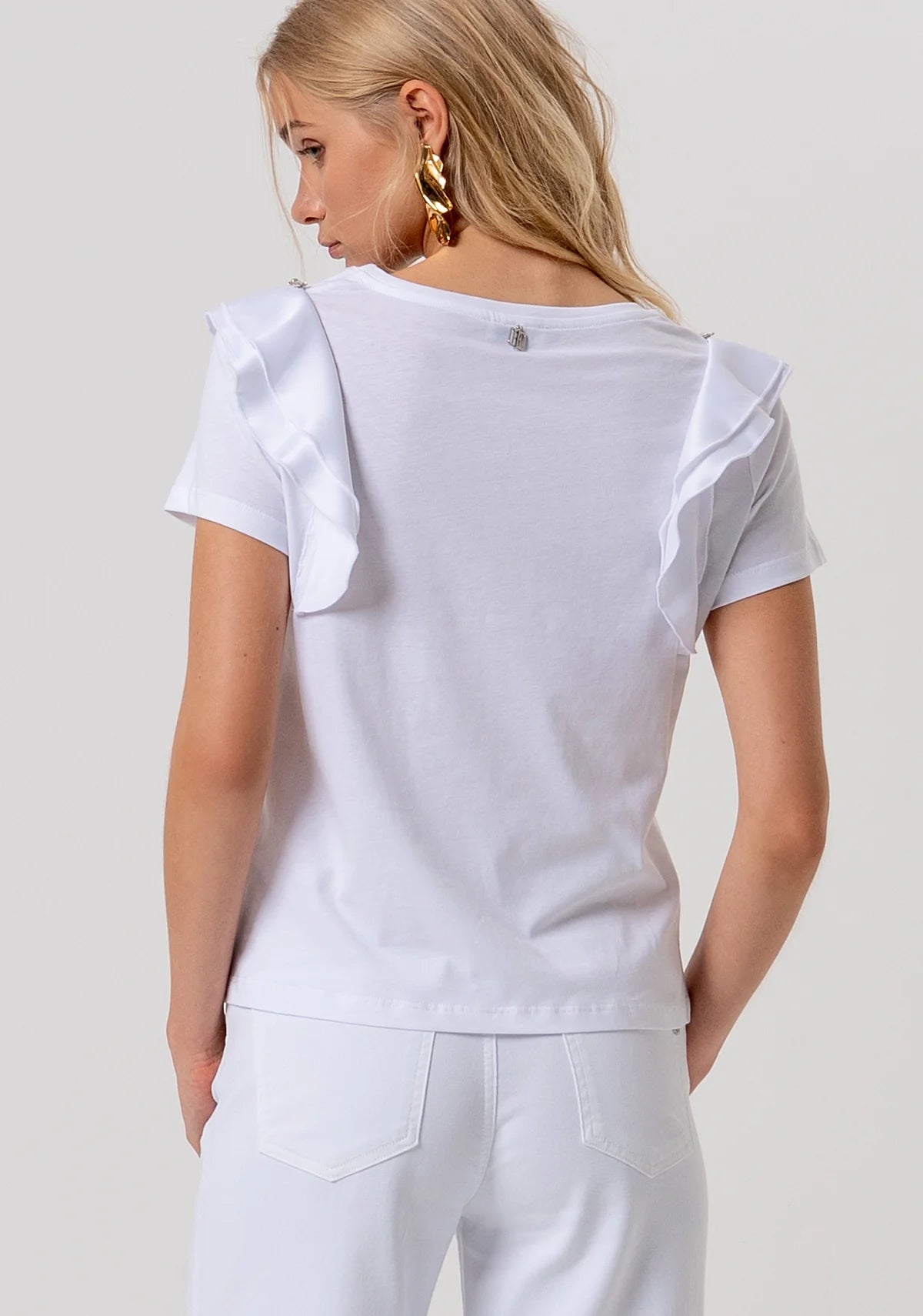 T-shirt com babados e aplicações FRACOMINA