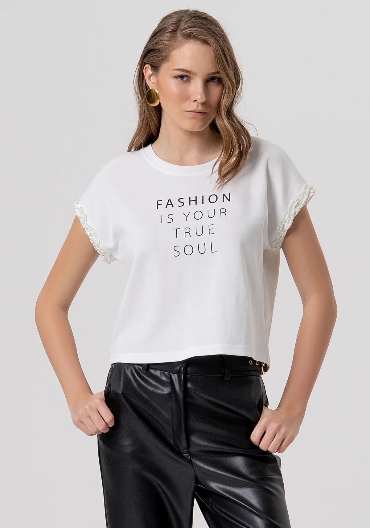 T-shirt com aplicações nas mangas FRACOMINA