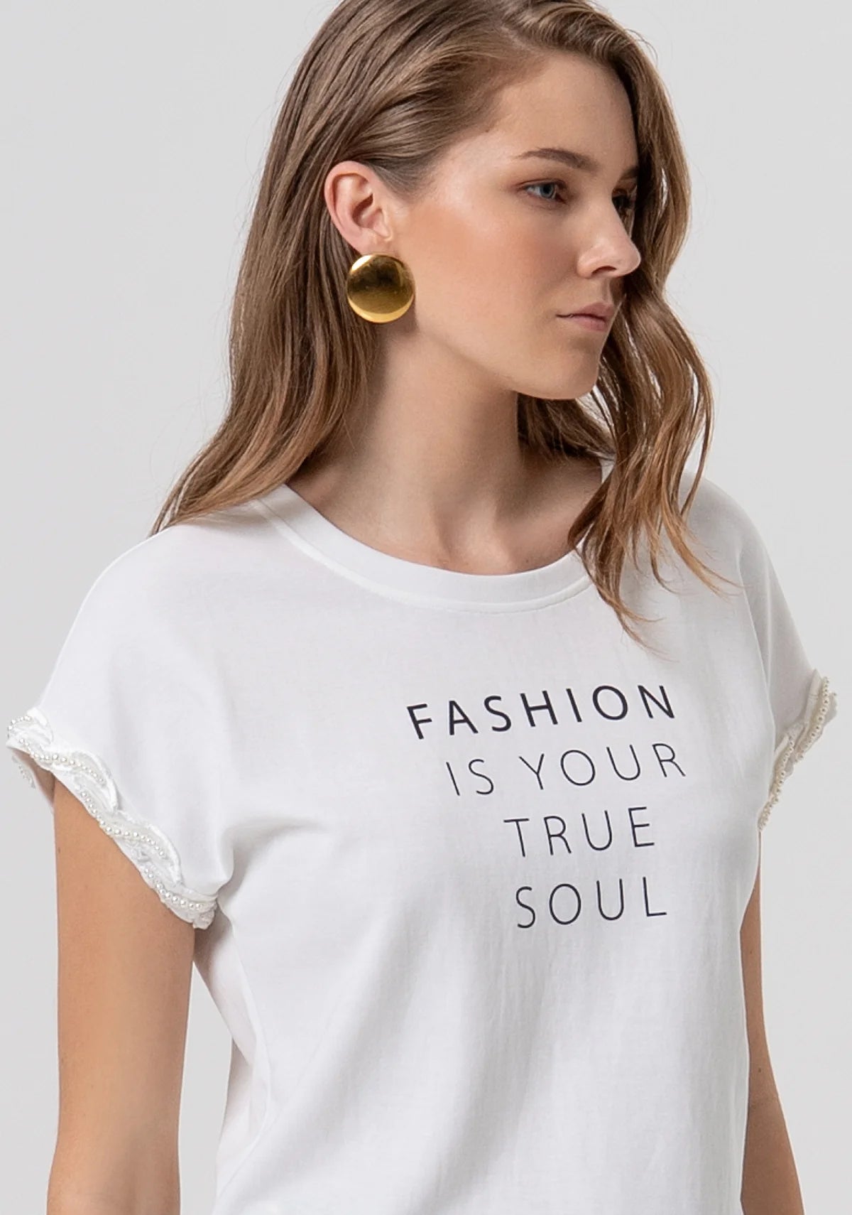 T-shirt com aplicações nas mangas FRACOMINA