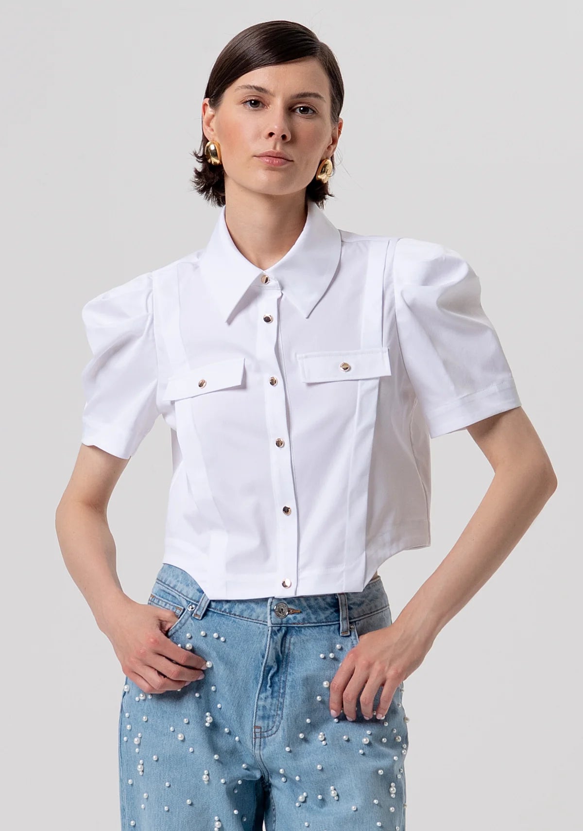 Camisa cropped de popeline FRACOMINA