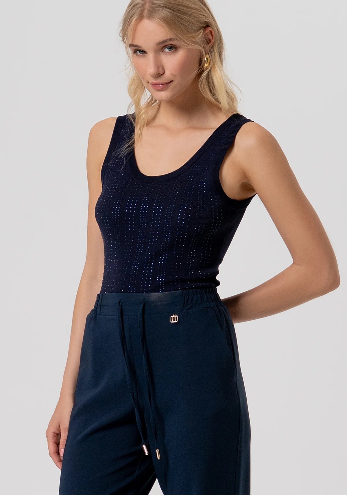 Calça regular cintura ajustável por cordão FRACOMINA