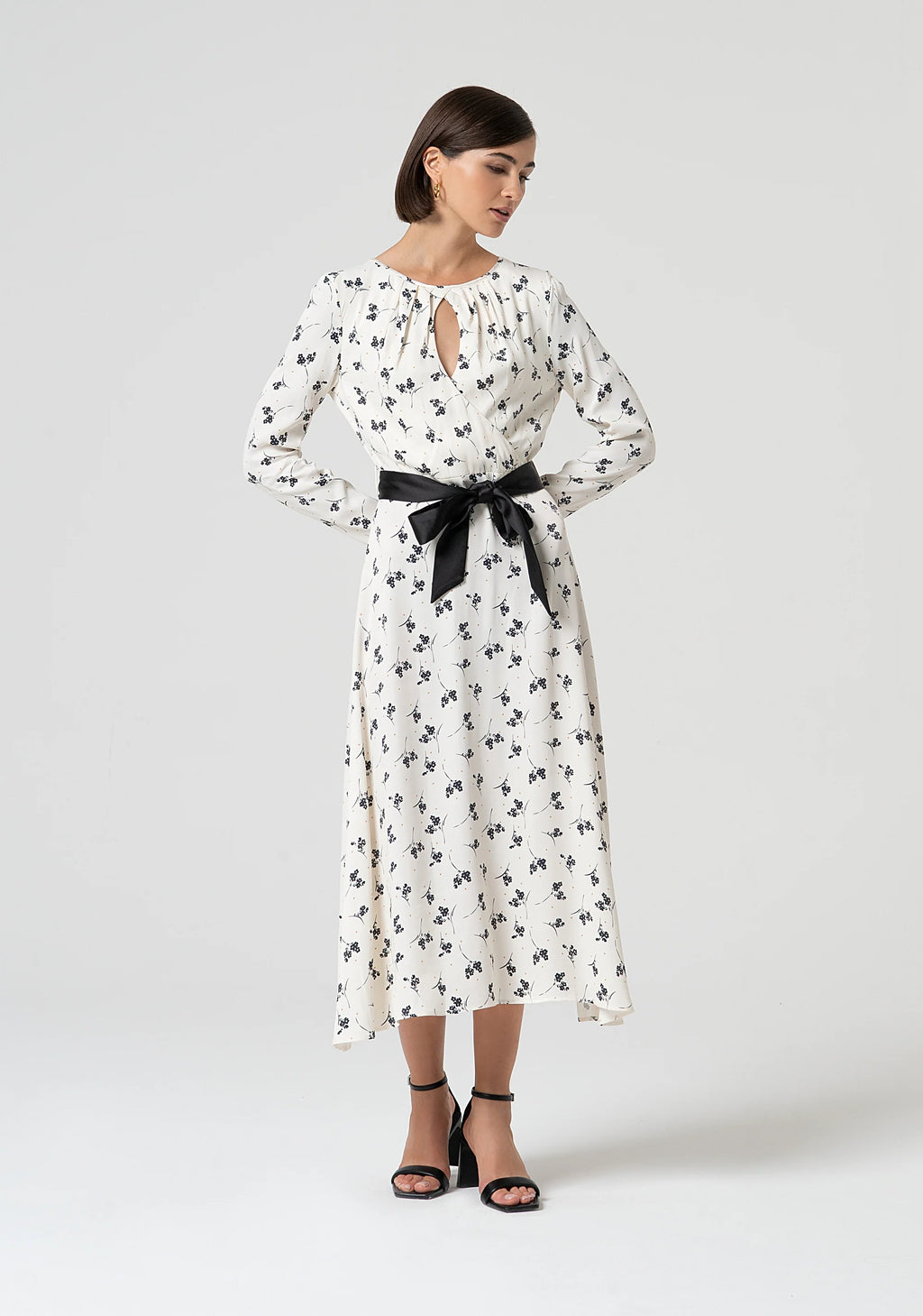 Vestido midi com estampa floral Fracomina