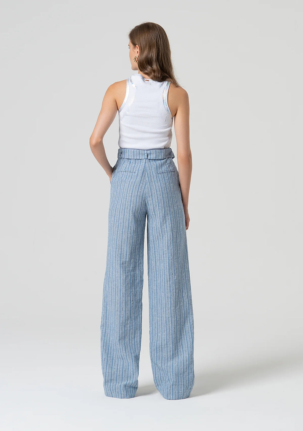 Calça palazzo listradas FRACOMINA